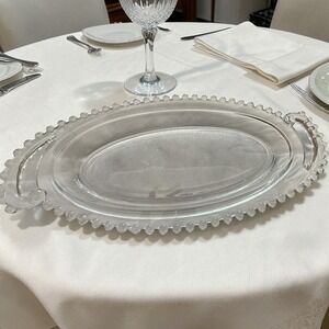 Vintage Imperial Candlewick 3400 Clear Glass Handled Celery Dish 13¼" Bead Edge